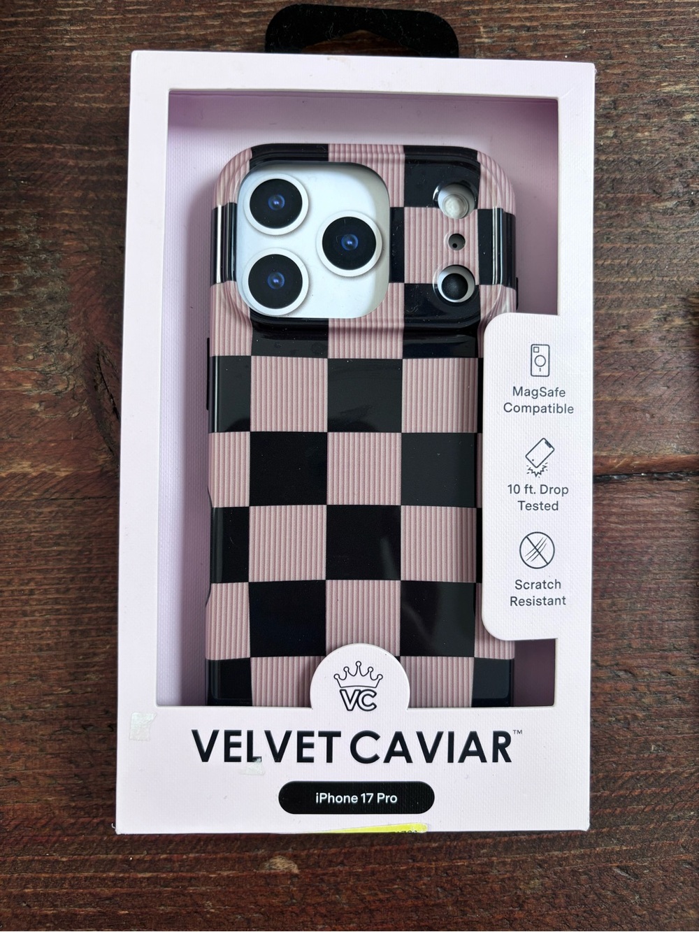 iPhone 17 Pro Velvet Caviar Pink & Black Checkered MagSafe Case - NWT